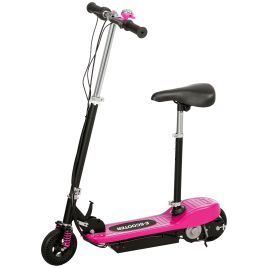 Steel Electric Scooter, Folding E-Scooter with Warning Bell, 15km/h Maximum Speed, for 4-14 Years Old, Pink