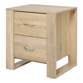 Bedside Table - LEDUC 2 Drawer Nightstand Brown 48cm
