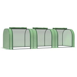 PE Tunnel Greenhouse Green Grow House Steel Frame for Garden Backyard with Zipper Doors 295x100x80 cm Green