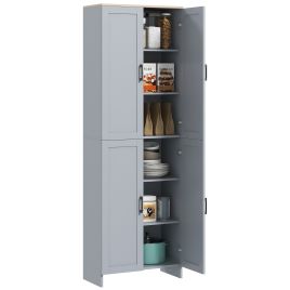 HERON Freestanding Kitchen Cupboard, 4-Door Storage Cabinet Organizer with Adjustable Shelves Grey
