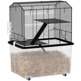 PAWSTER Three-Tier Gerbil Cage, Hamster Cage for Dwarf Hamster, Syrian Hamster w/ Wheels, Deep Bottom, Food Dish, Water Bottle