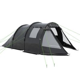 3 Person Tunnel Camping Tent with Carry Bag - Black