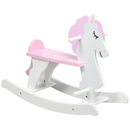 Kids Wooden Rocking Horse, Ride On Toy w/ Handlebar, Foot Pedal, Traditional Rocker Furniture for 1-3 Years, Pink