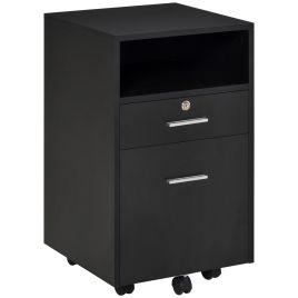 Mobile File Cabinet Lockable Storage Unit Cupboard Home Filing Furniture for Office, Bedroom and Living Room, 39.5x40x60cm, Black