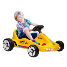AIVAGO 6V Electric Go Kart for Kids with Music, Light, Horn, for 3-5 Years, Yellow
