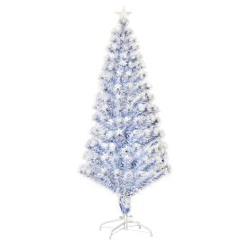 Debbie Artificial Fibre Optic Christmas Tree Seasonal Decoration with 20 LED Lights Pre-Lit Easy Store White Blue 5FT - White and Blue