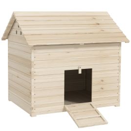 PAWSTER Wooden Duck House Poultry Coop for 2-4 Ducks with Openable Roof Raised Feet Air Holes Natural