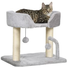 Light Grey Indoor Cat Tree with Toy Balls Scratching Post