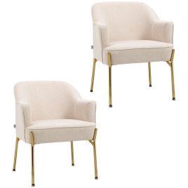 Scott Elegant Accent Chair with Gold Metal Legs - White