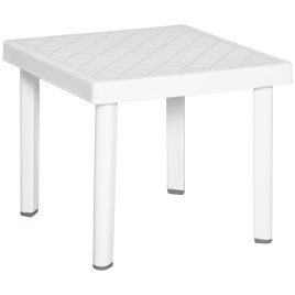 Garden Side Table Outdoor Square Coffee End Table for Drink Snack, White
