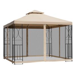 3x3m Garden Gazebo Tent W/Netting, 2-tier Roof