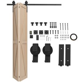Scott 5FT Bi-Folding Sliding Barn Door Hardware Track Kit for Doors - Black