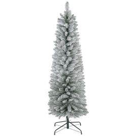 Scott 5ft Pencil Christmas Tree with 263 Snow Flocked Tips Metal Base - Realistic