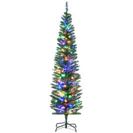 Debbie 6 Artificial Prelit Christmas Trees Holiday Decor with Colourful LED Lights Pencil Shape Steel Base