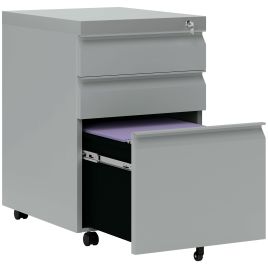 Preston 3 Drawer Filing Cabinet Mobile Metal with Anti-tilt Design - Grey