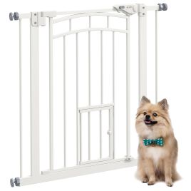 Pressure Fit Stair Gate with Small Cat Door Double Locking