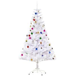 Debbie 4.9ft Artificial Christmas Tree Holiday Home Decoration with Xmas Ornaments and Metal Stand White