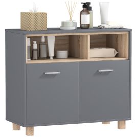 HERON Freestanding Bathroom Cabinet, Bathroom Storage Unit, Bathroom Storage Cabinet with Open Compartments and Double Doors