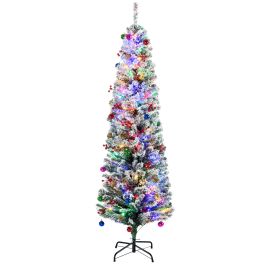 Debbie 6 Artificial Prelit Christmas Trees Holiday Decor with Warm White LED Lights Flocked Tips Berry Pine Cone