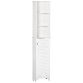 Freestanding Tallboy Bathroom Storage Cabinet w/ 6 Shelves Cupboard Tower Organisation Home Bathroom Furniture White