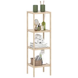HERON Four-Tier Bamboo Bathroom Shelf - Natural Finish