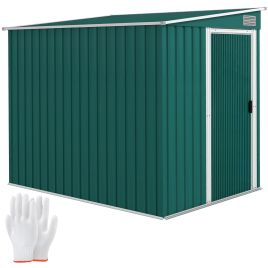 SUNVISTA 7 x 5ft Galvanised Metal Shed, with Sliding Door - Green