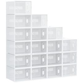 18PCS Clear Shoe Box, Plastic Stackable Shoe Storage Box for UK/EU Size up to 12/46 with Magnetic Door for Women/Men, 28 x 36 x 21cm