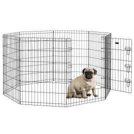 Shelley 8 Panel DIY Dog Pen with Door for Small Animals 91cm High - Black