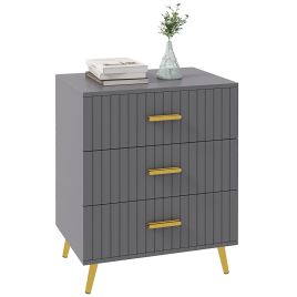 GOLDRAY Grey Chest of Drawers - Small-sized, 3 Drawers