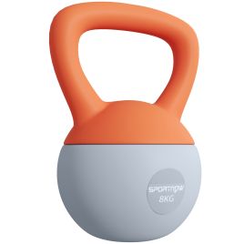 SPORTEDGE Soft Kettlebell, 8kg Kettle Bell with Non-Slip Handle for Home Gym Weight Lifting and Strength Training, Orange and Grey