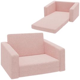 Kinsey 2 in 1 Kids Convertible Sofa Armchair Foldable Recliner - Pink