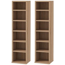 CD Media Display Shelf Unit Tower Rack with Adjustable Shelves, Set of 2