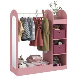 Kids Furniture - Kids Clothes Rail with Storage Shelf Pink 36cm