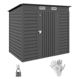 SUNVISTA 6.3 x 4.3FT Garden Shed. Galvanised Metal Shed, Outdoor Tool Storage Shed with Pent Roof, Lockable Door and 2 Vents, Grey