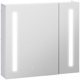 LED Illuminated Bathroom Mirror Cabinet with Lights, Wall Mounted Storage Organizer with Adjustable Shelf, Touch Switch, USB Charge, White