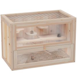 Wooden Hamster Cage Small Animal House Pets at Home, 60 x 35 x 42 cm