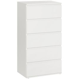 ROWAN White Chest of Drawers - Tallboy, Medium-sized, 5 Drawers
