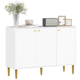 HERON Elegant Two-Cupboard Sideboard - White/Gold-Tone