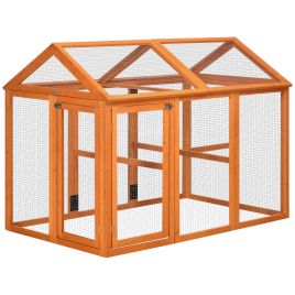 Large Chicken Run Wooden Chicken Coop, Pet Playpen with Combinable Design, Orange