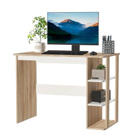 Computer Desk & 3-Tier Side Shelves Wide Table Top Home furniture OAK
