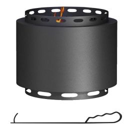 Smokeless Fire Pit, 48.5cm Portable Wood Burning Firepit with Poker for Garden Camping Bonfire Party, Metal, Black