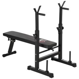 HERON Adjustable Weight Bench Foldable Bench Press, with Barbell Rack, Black