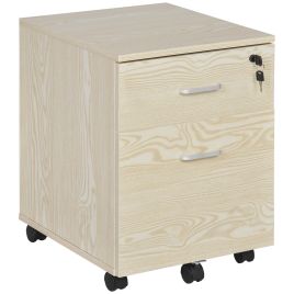 2-Drawer Locking Office Filing Cabinet w/ 5 Wheels Rolling Storage Hanging Legal Letter Files Cupboard Home Organisation Oak