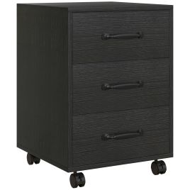 Office Cabinet - 3 Drawer Mobile Filing Cabinet Black 40cm