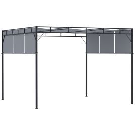 3 x 3M Steel Pergola Gazebo Garden Shelter with Retractable Roof Canopy for Outdoor, Patio, Dark Grey