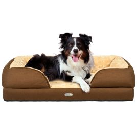 Shelley Calming Dog Bed with Removable Cover for Medium Dogs - Brown