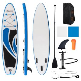 10'6" x 30" x 6" Inflatable Paddle Stand Up Board, Adjustable Aluminium Paddle Non-Slip Deck Board with ISUP Accessories, 320L x 76W x 15H cm