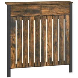 HERON 93 x 88.5cm Rustic-Look Radiator Cover - Brown/Black