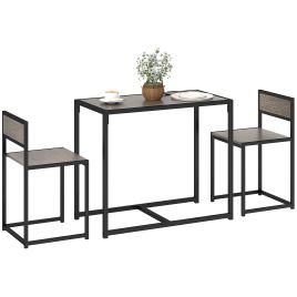 HERON Dining Table and Chairs Set 2, Dining Room Sets, Grey Wood-Effect