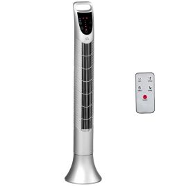 Freestanding Tower Fan, 3 Speed 3 Mode, 7.5h Timer, 70 Degree Oscillation, LED Panel, 5M Remote Controller, Silver